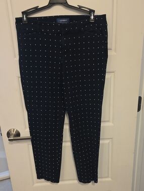 Old Navy Black Ankle Pants with White Polka Dot Print